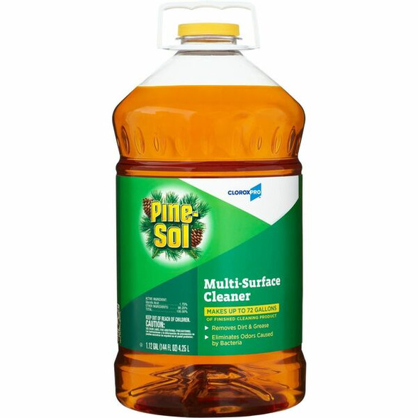 CloroxPro&trade; Pine-Sol Multi-Surface Cleaner - 144 fl oz (4.5 quart) - Pine Scent - 63 / Bundle - Clear