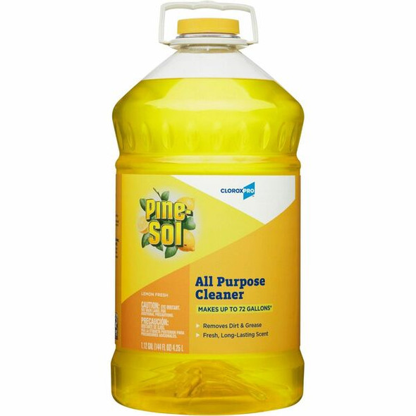 CloroxPro&trade; Pine-Sol All-Purpose Cleaner - For Hard Surface, Plastic Surface - Concentrate - 144 fl oz (4.5 quart) - Lemon Fresh Scent - 1 Each - Pleasant Scent - Yellow