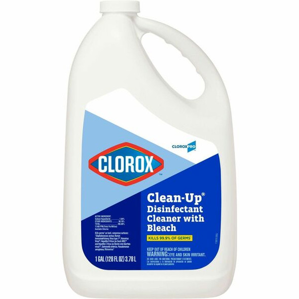 CloroxPro&trade; Clean-Up Disinfectant Cleaner with Bleach Refill - 128 fl oz (4 quart) - Fresh Scent - 108 / Pallet - Clear