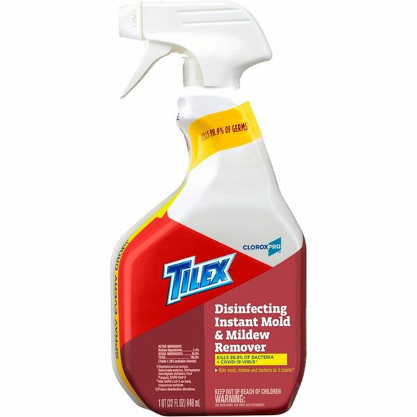 CloroxPro&trade; Tilex Disinfecting Instant Mold and Mildew Remover Spray - For Nonporous Surface, Tile, Toilet, Fiberglass - 32 fl oz (1 quart) - 1 Each - Disinfectant - White