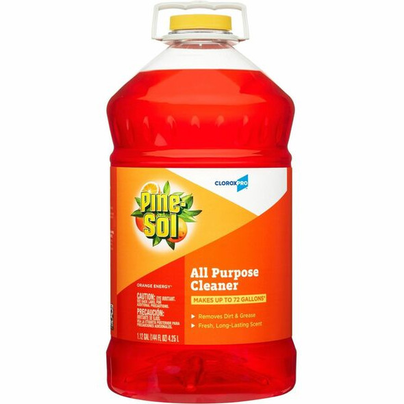 CloroxPro&trade; Pine-Sol All Purpose Cleaner - Concentrate - 144 fl oz (4.5 quart) - Orange Energy Scent - 1 Each - Pleasant Scent - Orange