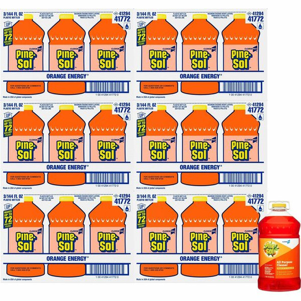 CloroxPro&trade; Pine-Sol All Purpose Cleaner - Concentrate - 144 fl oz (4.5 quart) - Orange Energy Scent - 126 / Pallet - Orange