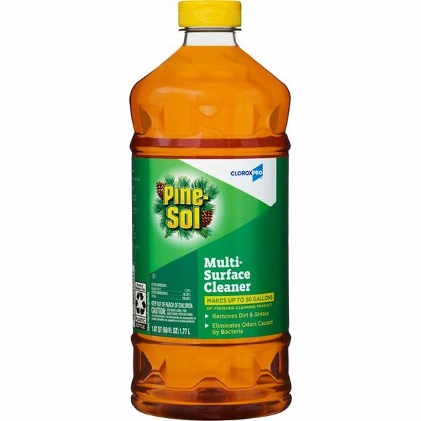 CloroxPro&trade; Pine-Sol Multi-Surface Cleaner - For Multipurpose - Concentrate - 60 fl oz (1.9 quart) - Pine Scent - 1 Each - Deodorize, Odorless, Anti-bacterial, Residue-free - Amber