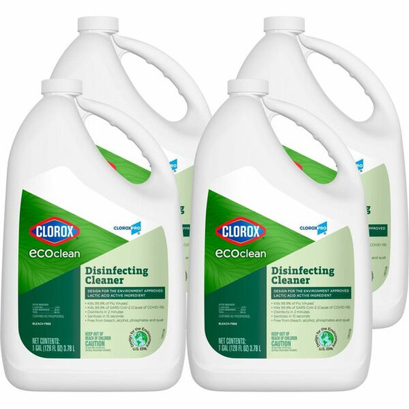 CloroxPro&trade; EcoClean Disinfecting Cleaner Spray - Ready-To-Use - 128 fl oz (4 quart) - 4 / Carton - Green, White