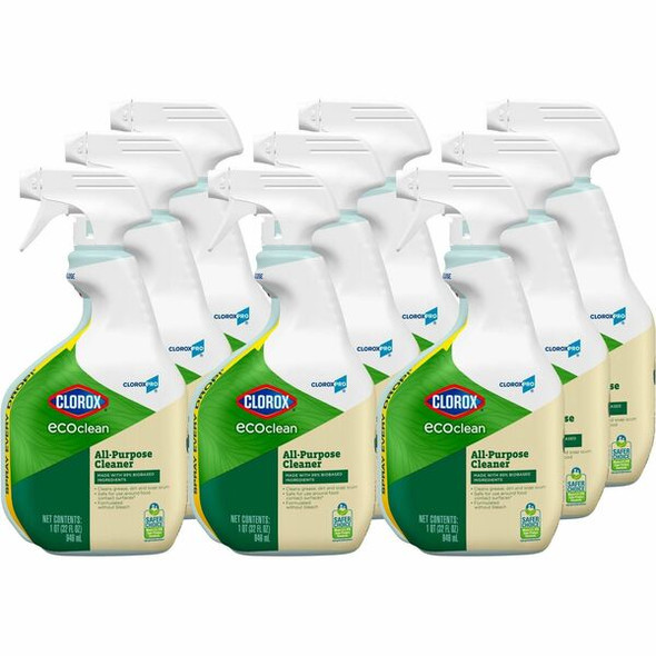 Clorox EcoClean All-Purpose Cleaner - 32 fl oz (1 quart) - 9 / Carton - Green, White