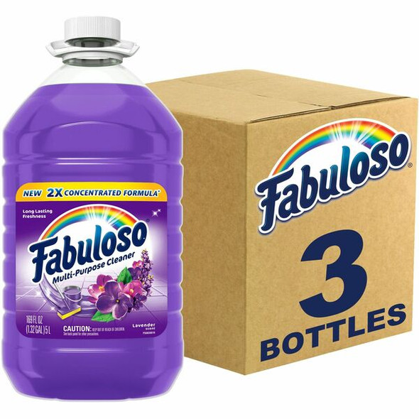 Fabuloso All Purpose Cleaner - For Multipurpose - 169 fl oz (5.3 quart) - Fresh, Lavender ScentBottle - 3 / Carton - Residue-free, pH Neutral - Purple