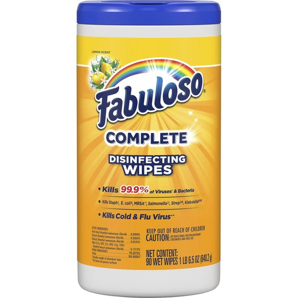 Fabuloso Disinfecting Wipes - Lemon Scent - 90 / Canister - 1 Each - Multi