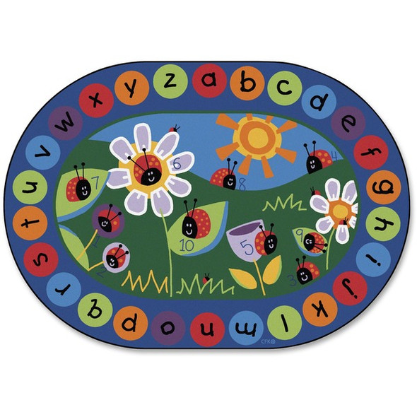 Carpets for Kids Ladybug Circletime Rug - 113" Length x 81" Width - Oval - Ladybug, Alphabet, Number