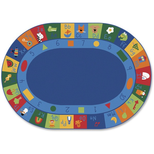 Carpets for Kids Learning Blocks Oval Seating Rug - 113" Length x 81" Width - Oval - Learning Blocks, Letters, Numbers, Shapes