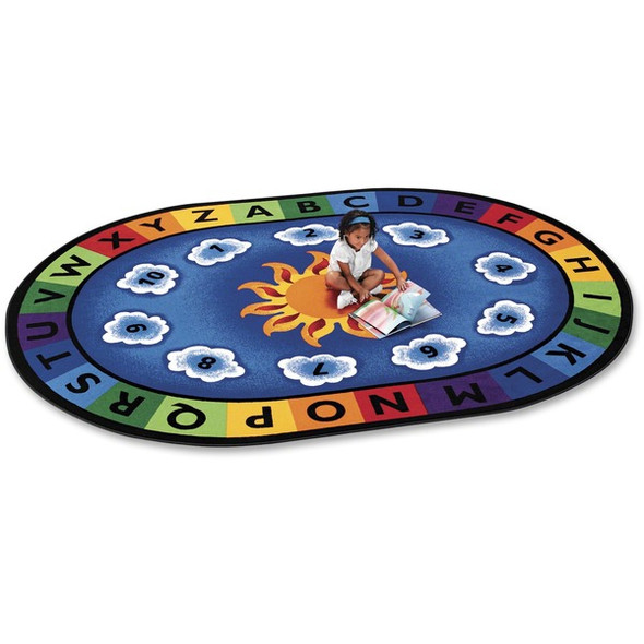 Carpets for Kids Sunny Day Learn/Play Oval Rug - 113" Length x 81" Width - Oval - Sunny Day Learn & Play, Numbers, Letter