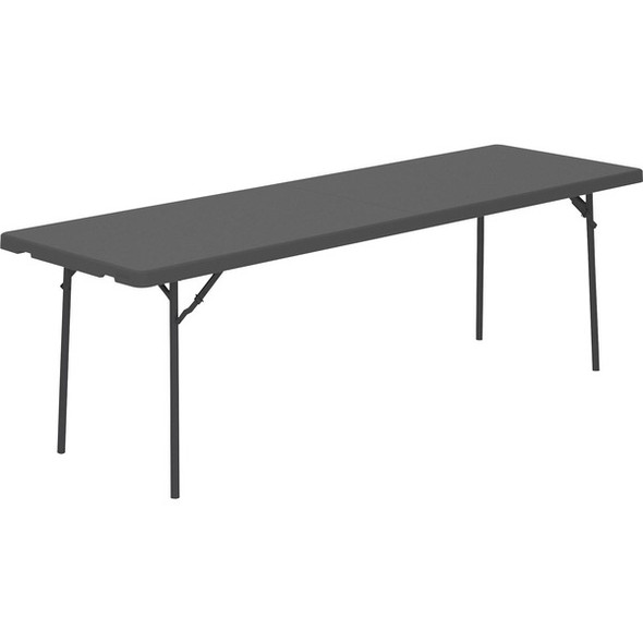 Dorel ZOWN 96" Commercial Blow Mold Folding Table - 4 Legs x 96" Table Top Width x 30" Table Top Depth - 29.30" Height - Gray - High-density Polyethylene (HDPE), Resin - 1 Each