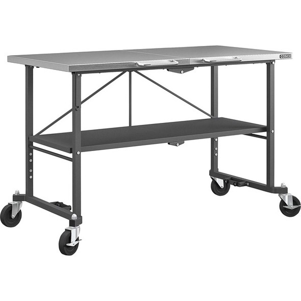 Cosco Commercial SmartFold Portable Workbench - Four Leg Base - 4 Legs x 52" Table Top Width x 25.50" Table Top Depth - 34.70" Height - Assembly Required - Gray - Stainless Steel - Stainless Steel Top Material - 1 Each