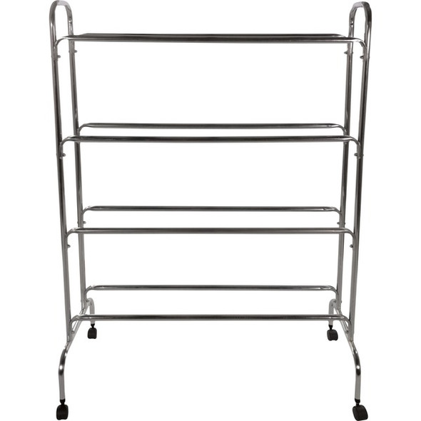 Champion Sports 16 Ball Powder-Coated Ball Cart - 4 Casters - 41" Length x 17" Width x 53" Height - Silver - 1 Each