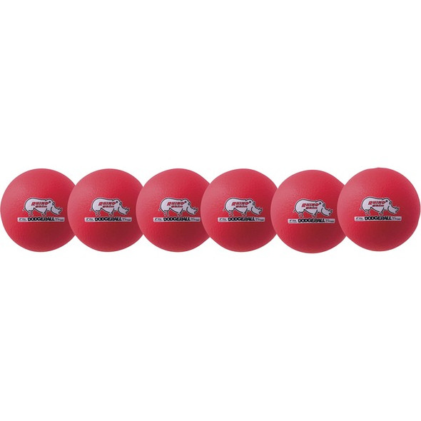 Champion Sports Rhino Skin Low Bounce Dodgeball Set - 6.30" - Low Density Foam - Neon Red - 6 / Set