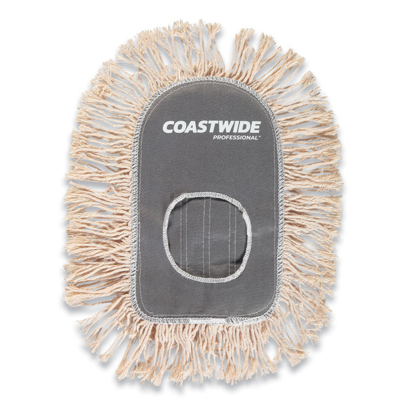 Cut-End Dust Mop Head, Wedge Shaped, Cotton, White