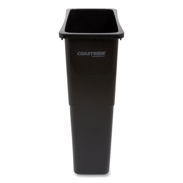 Slim Open Top Trash Can, 23 gal, Plastic, Black