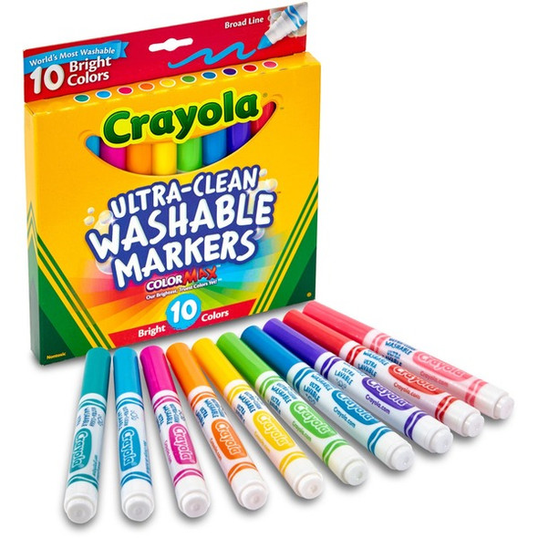 Crayola Ultra-Clean Washable Markers - Broad Marker Point - Conical Marker Point Style - Assorted - 10 / Pack
