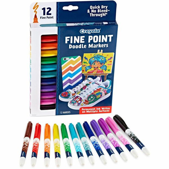 Crayola Doodle Markers - Fine Marker Point - Multicolor - 12 / Pack