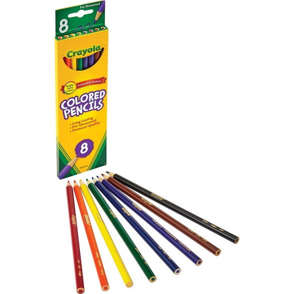 Crayola Presharpened Colored Pencils - 3.3 mm Lead Diameter - Assorted Lead - Wood Barrel - 8 / Set