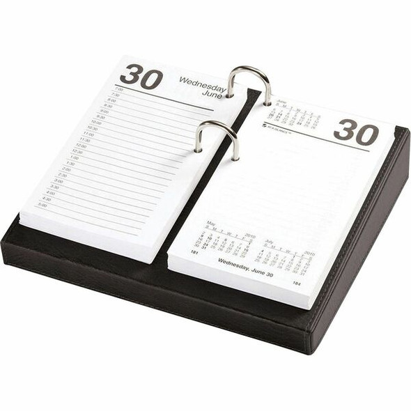 Dacasso Classic Calendar Holder - Support 3.50" x 6" Media - Leather - 1 Each - Black, Silver