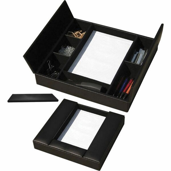 Dacasso Leatherette Enhanced Conference Room Organizer - Desktop - Black - Leatherette, Velveteen - 1 Each