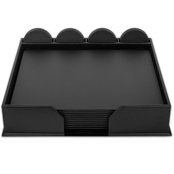 Dacasso Leatherette Conference Room Set - Rectangular - 17" Width - Leatherette, Velveteen - Black