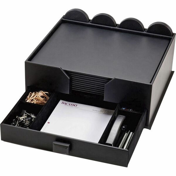 Dacasso Leatherette Combination Conference Room Set - Rectangular - 17" Width - Leatherette, Velveteen - Black