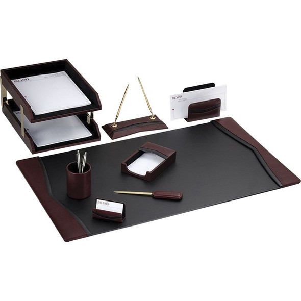 Dacasso Two-Toned Leather 10-Piece Desk Pad Kit - 1 Each