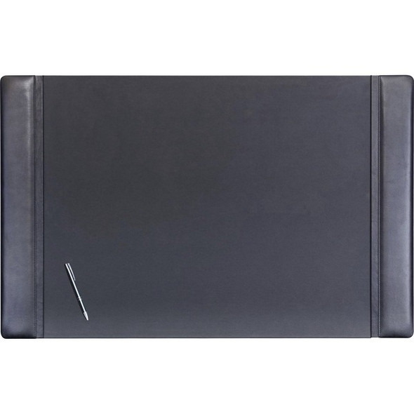 Dacasso Leather Side-Rail Desk Pad - Rectangular - 38" Width x 24" Depth - Felt Black Backing - Top Grain Leather - Black