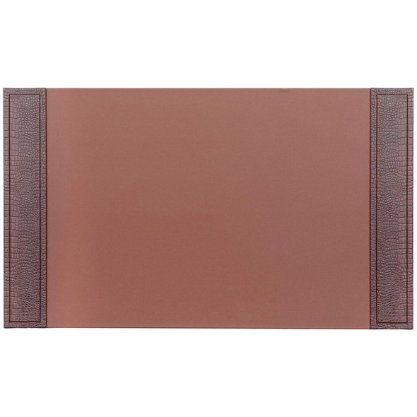 Dacasso Crocodile Embossed Side-Rail Desk Pad - 20" Width - Leather - Brown - 1Each