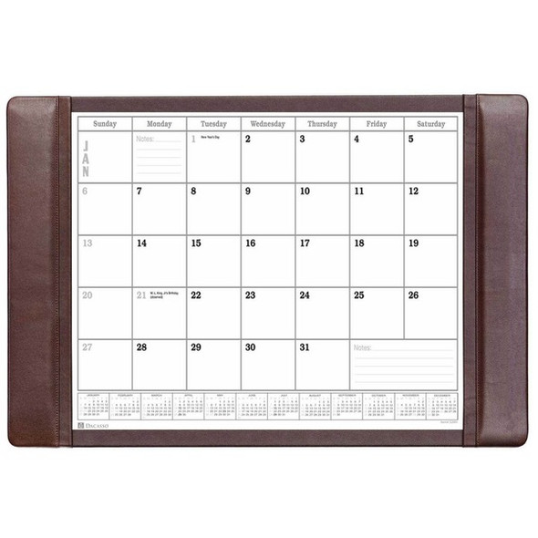 Dacasso Leather Conference Table Pad - Rectangular - 12 Sheets - Top Grain Leather, Velveteen - Chocolate Brown