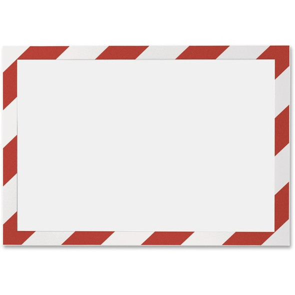 DURABLE&reg; DURAFRAME&reg; SECURITY Self-Adhesive Magnetic Letter Sign Holder - Holds Letter-Size 8-1/2" x 11" , Red/White, 2 Pack