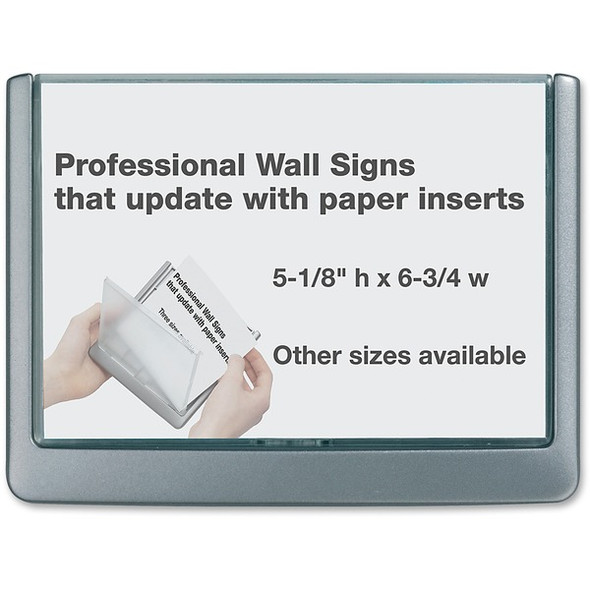 DURABLE&reg; CLICK SIGN with Cubicle Panel Pins - 4-1/8" x 5-7/8" - 2 Pins - Anti-glare - Acrylic, Aluminum - Updateable - Graphite - 1 Pack