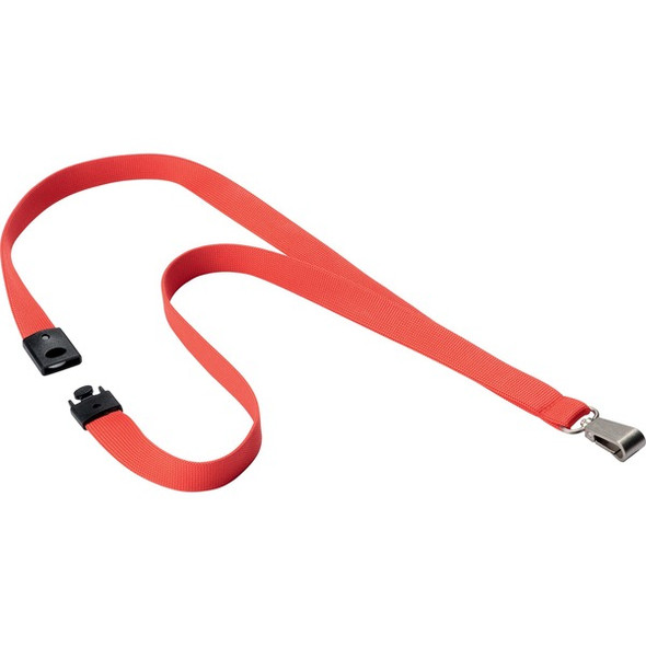 DURABLE&reg; Premium Textile Lanyard with Safety Release - 4/5" x 17" Lanyard - Orange - 10 / Box