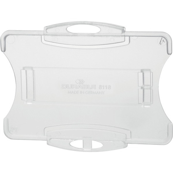 DURABLE&reg; Open Style Single ID-Card Holder - 2-1/10" x 3-1/4" - Open Face - Acrylic - Transparent - 10 / Box