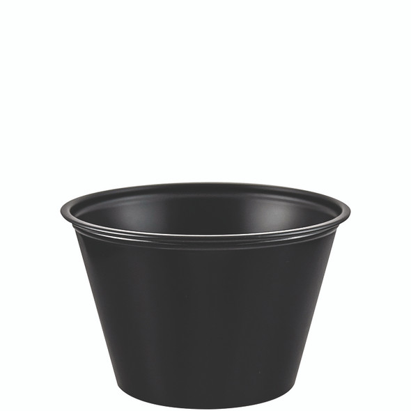 Polystyrene Portion Cups, 4 oz, Black, 250/Bag, 10 Bags/Carton