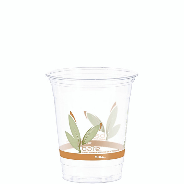 Bare Eco-Forward RPET Cold Cups, 12 oz to 14 oz, Leaf Design, Clear, Squat, 50/Pack