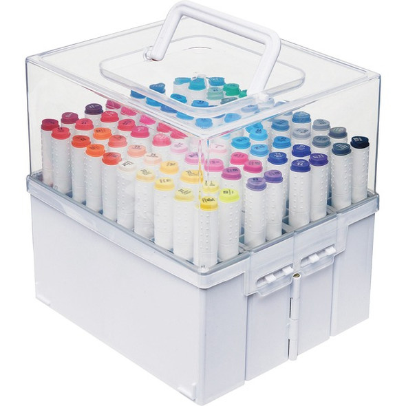 Deflecto Expandable Marker Accordion Organizer - External Dimensions: 8.6" Width x 7.5" Depth x 8.5" Height - Snap-in Lid Closure - Clear, White - For Pen, Marker - 1 Each
