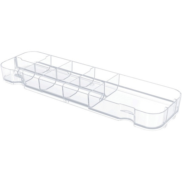 Deflecto Caddy Storage Tray - 9 Compartment(s) - 1.3" Height x 13.1" Width x 3.8" DepthDesktop - Portable, Stackable - Clear - Polystyrene - 1 Each