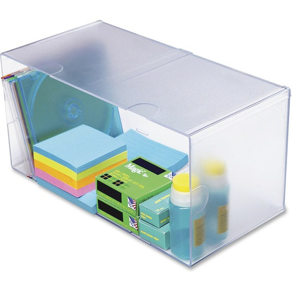 Deflecto Stackable Cube Organizer - 1 Compartment(s) - 6" Height x 12" Width x 6" Depth - Stackable, Sturdy, Removable Divider, Removable Drawer - Clear - Plastic - 1 Each
