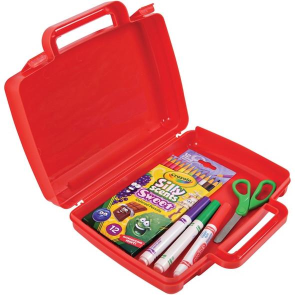 Deflecto Antimicrobial Storage Case Red - External Dimensions: 8.6" Width x 10.2" Depth x 2.7" Height - Snap-tight Closure - Plastic - Red - For Photo, Art/Craft Supplies