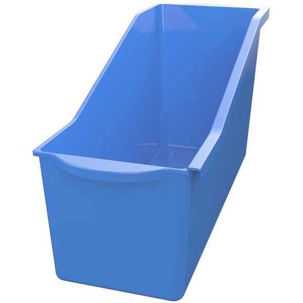 Deflecto Antimicrobial Kids Book Bin - 7.4" Height x 14.2" Width x 5.3" Depth - Antimicrobial, Lightweight, Portable, Mold Resistant, Mildew Resistant, Stackable, Handle - Blue - Polypropylene - 1 Each