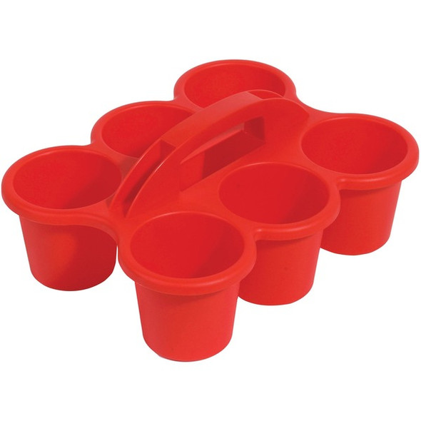 Deflecto Antimicrobial Kids 6 Cup Caddy - 6 Compartment(s) - 5.3" Height x 12.1" Width x 9.6" Depth - Lightweight, Portable, Antimicrobial, Easy to Clean, Handle, Stackable, Mildew Resistant - Red - Plastic, Polypropylene