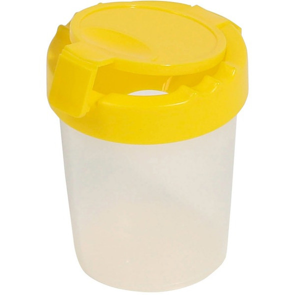 Deflecto Antimicrobial Kids No Spill Paint Cup Yellow - Paint, Brush - 3.93"Height x 3.46"Width x 3.93"Depth - 1 Each - Yellow - Plastic, Polypropylene