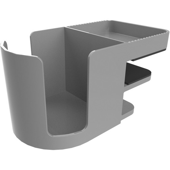 Deflecto Standing Desk Cup Holder - 3.5" Height x 3.9" Width x 7" Depth - Cup Holder, Durable, Spill Resistant, Portable, Spring Loaded - Gray - Acrylonitrile Butadiene Styrene (ABS) - 1 Each