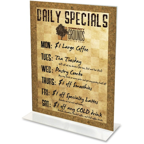 Deflecto Classic Image Double-Sided Sign Holder - 1 Each - 8.5" Width x 11" Height - Rectangular Shape - Self-standing, Bottom Loading - Indoor, Outdoor - Plastic - Clear