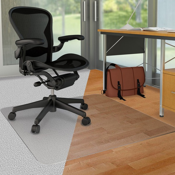 Deflecto DuoMat Multi-surface Chairmat - Carpet, Hard Floor - 53" Length x 45" Width - Lip Size 25" Length x 12" Width - Rectangular - Classic - Clear - 1Each