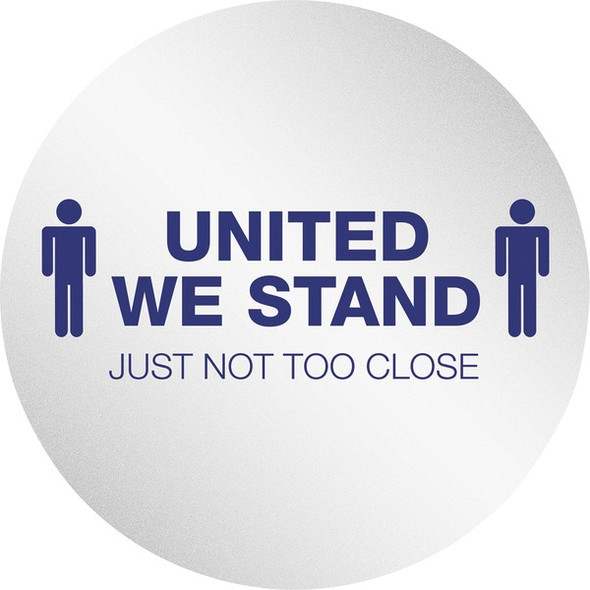 Deflecto StandSafe 20" Personal Spacing Disks-United We Stand - 50 / Carton - United We Stand Design - 20" Width x 20" Height x 0.1" Depth - Repositionable, Durable, Flexible - Polyvinyl Chloride (PVC), Vinyl - Clear, Regal Blue