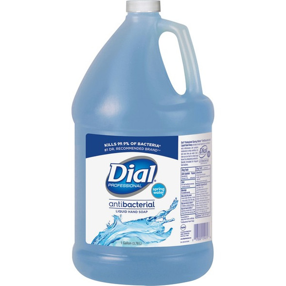 Dial Spring Water Scent Liquid Hand Soap - Spring Water ScentFor - 1 gal (3.8 L) - Kill Germs - Hand - Moisturizing - Blue - 1 Each