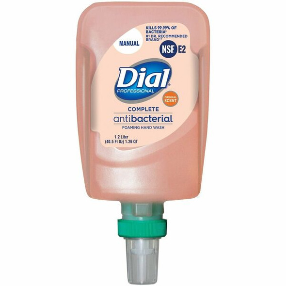 Dial Complete Antibacterial Foaming Hand Wash - FIT Universal Manual - Original ScentFor - 40.6 fl oz (1200 mL) - Pump Bottle Dispenser - Kill Germs - Hand - Moisturizing - Antibacterial - Peach - Non-drying - 3 / Carton
